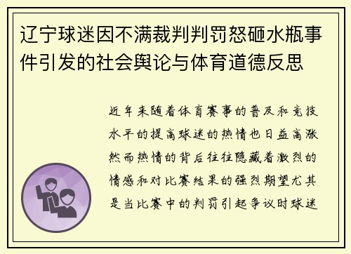 辽宁球迷因不满裁判判罚怒砸水瓶事件引发的社会舆论与体育道德反思